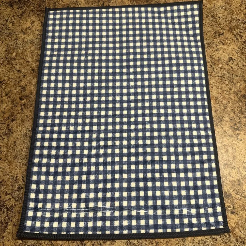 Ralph Lauren Dish Drying Mats Blue/White Gingham Pattern 16x18